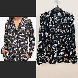 Banana Republic Black Animal Print Pajama Set